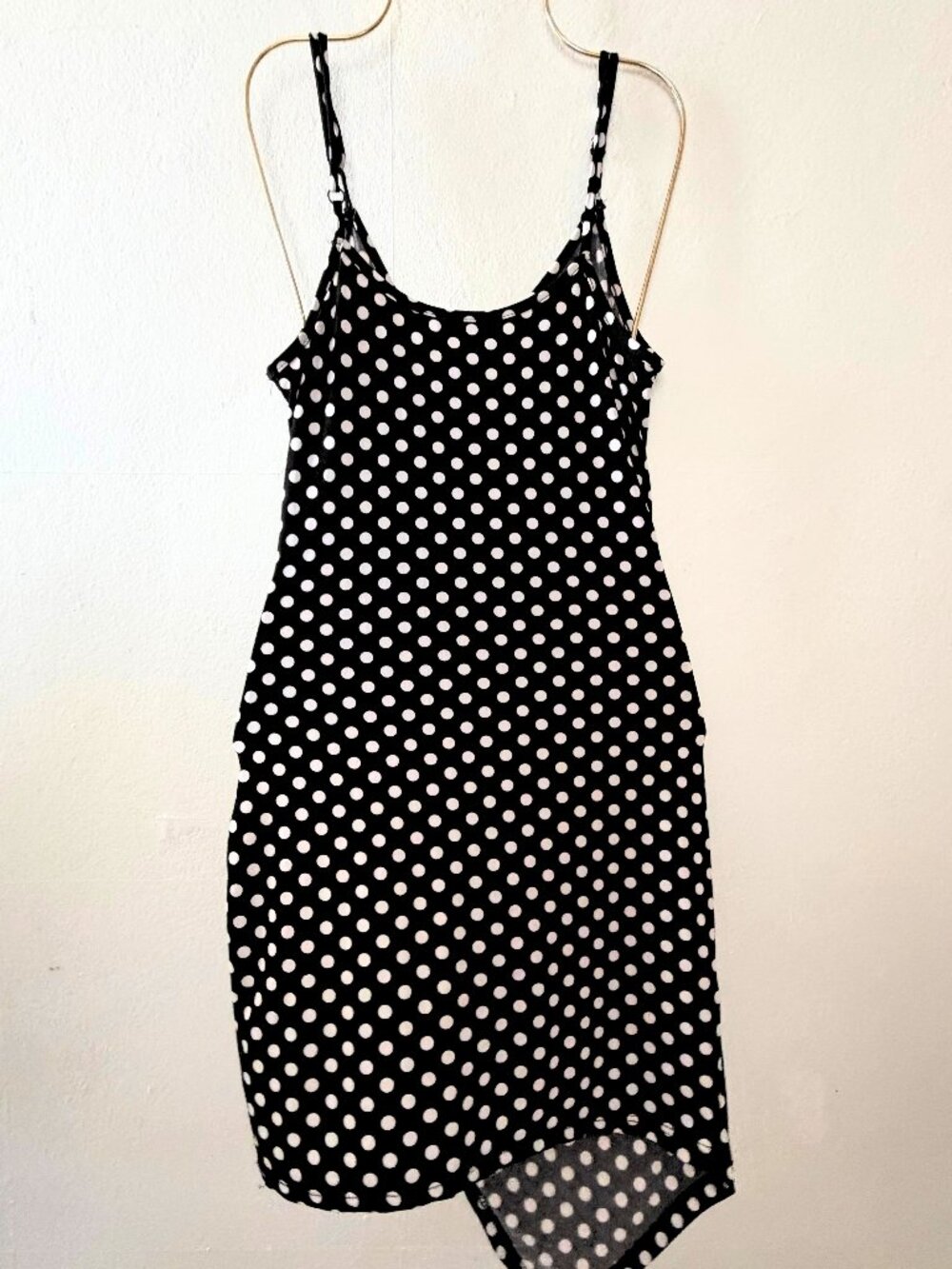 Vintage Y2K Charlotte Russe Polka Dot Asymmetrical Ruched Dress - XS